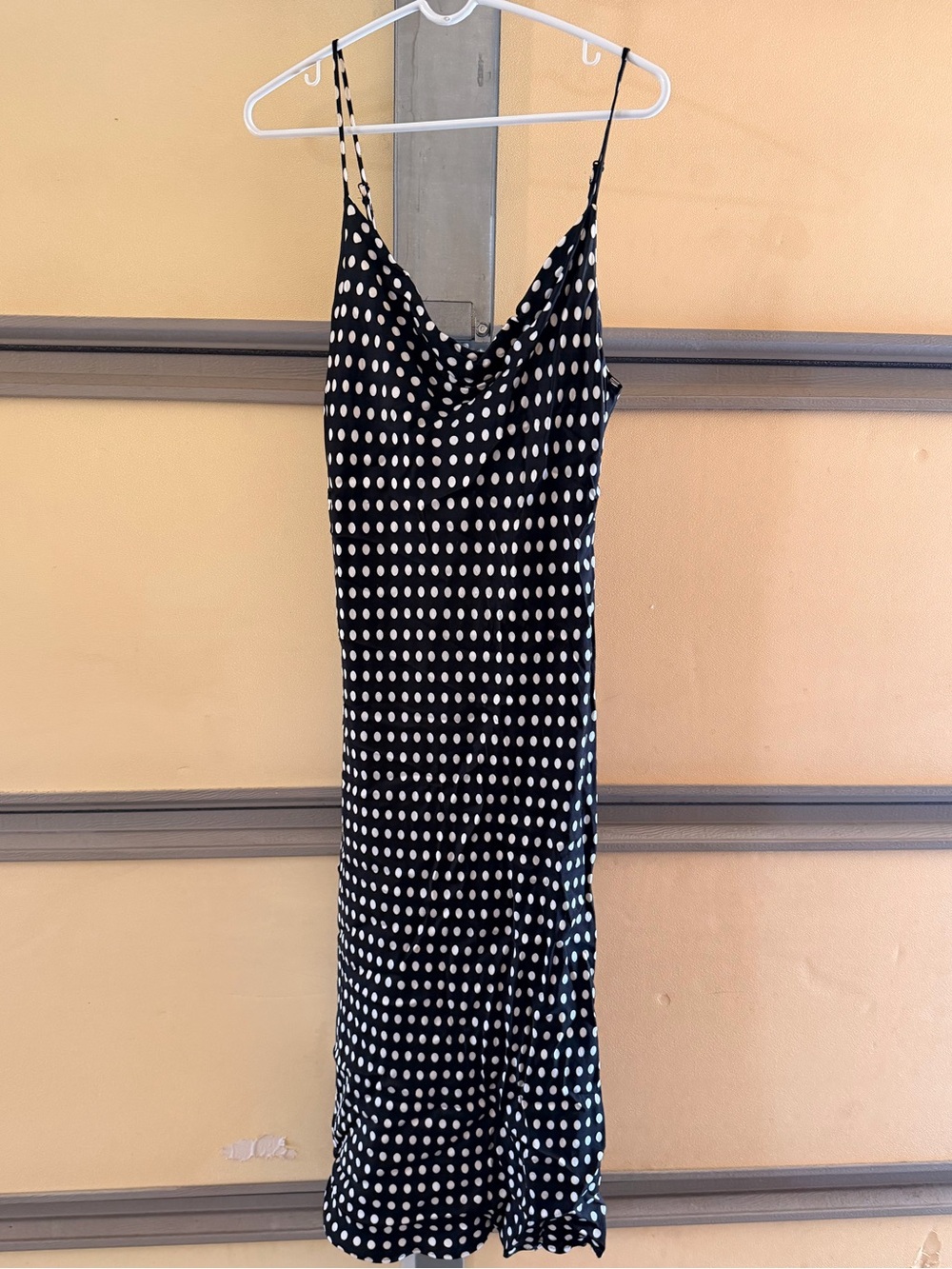 Zara Black and White Polka Dot Slip Maxi Dress